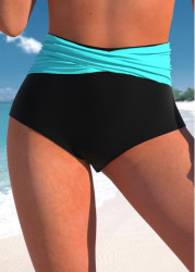 Modlily High Waisted Contrast Cyan Bikini Bottom - XXL