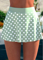 Modlily High Waisted Polka Dot Sage Green Swim Skirt - S