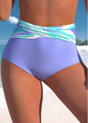 Modlily High Waisted Striped Light Purple Bikini Bottom - XXL