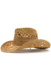 Modlily Hollow Design Dark Woven Camel Hat - One Size