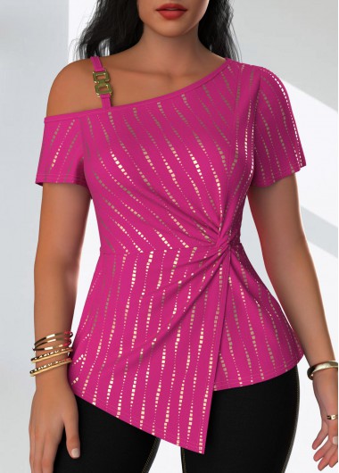 Modlily Hot Pink Polka Dot Short Sleeve T Shirt - M