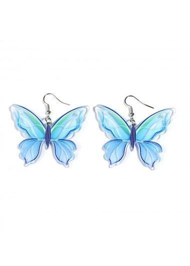 Modlily Light Blue Acrylic Printed Butterfly Earrings - One Size