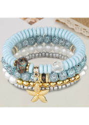 Modlily Light Blue Starfish Design Bracelet Set - One Size