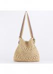 Modlily Light Camel Weave Patchwork Magnetic Shoulder Bag - One Size