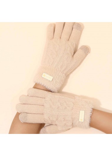 Modlily Light Camel Wrist Warming Full Finger Gloves - One Size