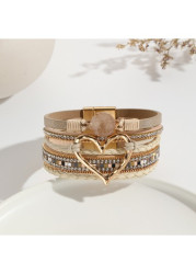 Modlily Light Coffee Heart Design Alloy Bracelet - One Size