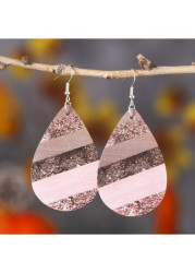 Modlily Light Pink Droplet Faux Leather Earrings - One Size