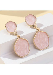 Modlily Light Pink Geometric Design Alloy Earrings - One Size