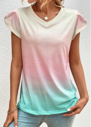 Modlily Light Pink Ombre Short Sleeve T Shirt - S