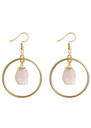 Modlily Light Pink Round Design Crystal Earrings - One Size