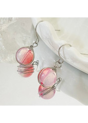 Modlily Light Pink Round Ombre Glass Earrings - One Size