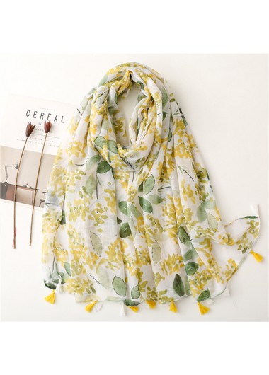 Modlily Light Yellow Ditsy Floral Print Scarf - One Size