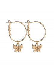 Modlily Metal Detail Animal Prints Gold Butterfly Earrings - One Size