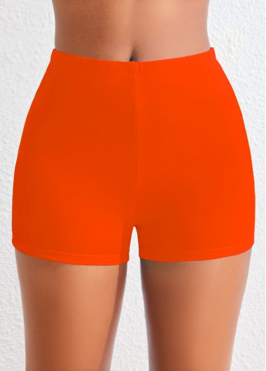 Modlily Mid Waisted Orange Stretchy Swimwear Shorts - M