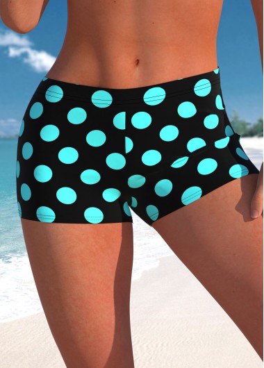 Modlily Mid Waisted Polka Dot Cyan Swim Shorts - XL