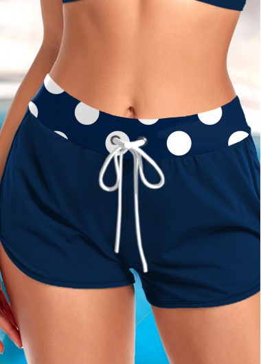 Modlily Mid Waisted Polka Dot Navy Swim Shorts - XXL