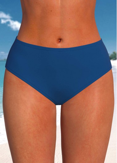 Modlily Mid Waisted Stretch Blue Bikini Bottom - XXL