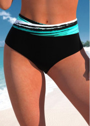 Modlily Mid Waisted Striped Black Bikini Bottom - XXL