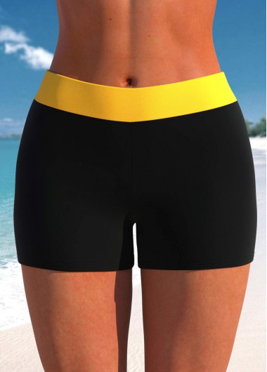 Modlily Mid Waisted Yellow Contrast Swim Shorts - XL