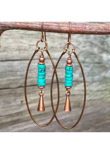 Modlily Mint Green Alloy Detail Turquoise Material Earrings - One Size