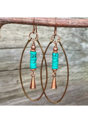 Modlily Mint Green Alloy Detail Turquoise Material Earrings - One Size