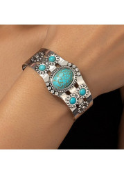 Modlily Mint Green Alloy Retro Wide Bangle - One Size