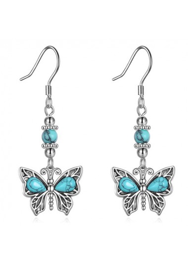 Modlily Mint Green Butterfly Alloy Detail Earrings - One Size