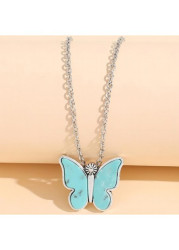 Modlily Mint Green Butterfly Design Alloy Necklace - One Size