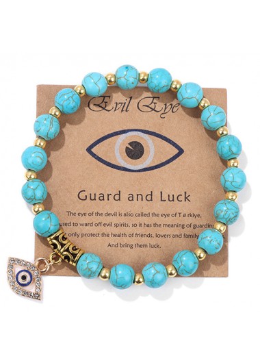 Modlily Mint Green Evil Eye Design Bracelet - One Size