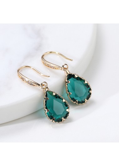 Modlily Mint Green Geometric Teardrop Copper Earrings - One Size