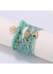 Modlily Mint Green Leaf Design Bracelet Set - One Size