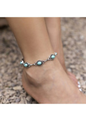 Modlily Mint Green Oval Alloy Bohemian Anklet - One Size