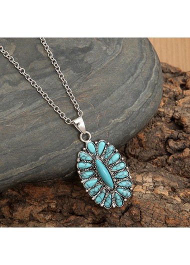 Modlily Mint Green Oval Alloy Bohemian Necklace - One Size