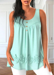 Modlily Mint Green Patchwork Scoop Neck Tank Top - S