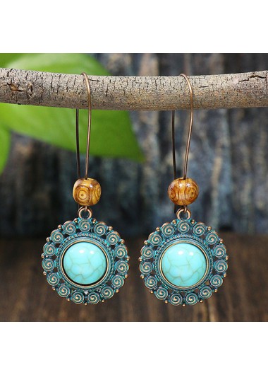 Modlily Mint Green Round Alloy Bohemian Earrings - One Size