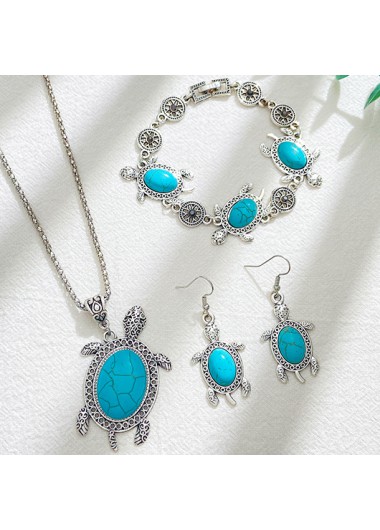 Modlily Mint Green Sea Turtle Design Necklace Set - One Size