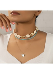 Modlily Mint Green Shell Alloy Necklace Set - One Size