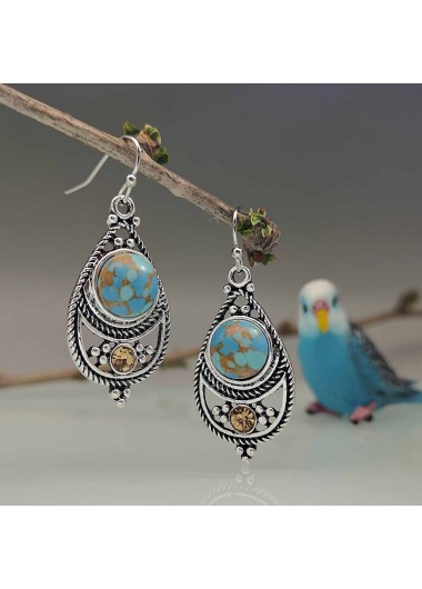 Modlily Mint Green Teardrop Turquoise Alloy Earrings - One Size