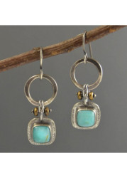 Modlily Mint Green Turquoise Design Metal Earrings - One Size