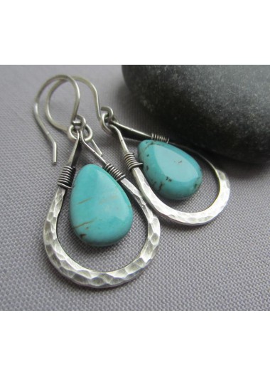 Modlily Mint Green Turquoise Droplet Alloy Earrings - One Size