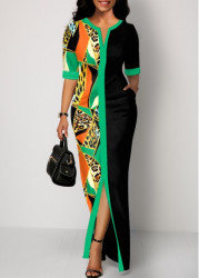 Modlily Multi Color Split Leopard Maxi Dress - S