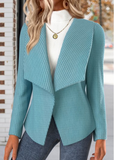 Modlily Neon Blue Textured Fabric Long Sleeve Coat - S