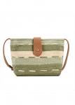 Modlily Olive Green Hasp Striped Crossbody Bag - One Size