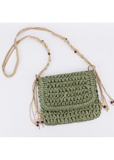 Modlily Olive Green Zip Tassel Crossbody Bag - One Size