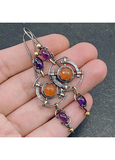 Modlily Orange Alloy Retro Bohemian Geometric Earrings - One Size