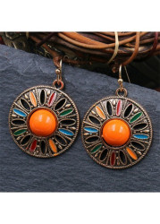 Modlily Orange Round Hollow Design Alloy Earrings - One Size