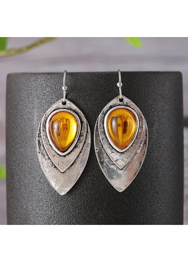 Modlily Orange Teardrop Design Alloy Geometric Earrings - One Size