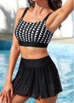 Modlily Patchwork Tie Geometric Print Black Bikini Top - XXL