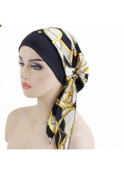 Modlily Patchwork Yellow Tribal Print Turban Hat - One Size