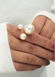 Modlily Pearl Design Alloy Detail Gold Ring - One Size